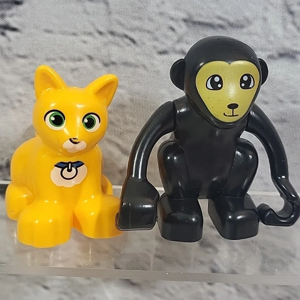 Lego Duplo Figures Mixed Lot Of 6 Animals Giraffe Dino Cat Monkey Blocky People‎